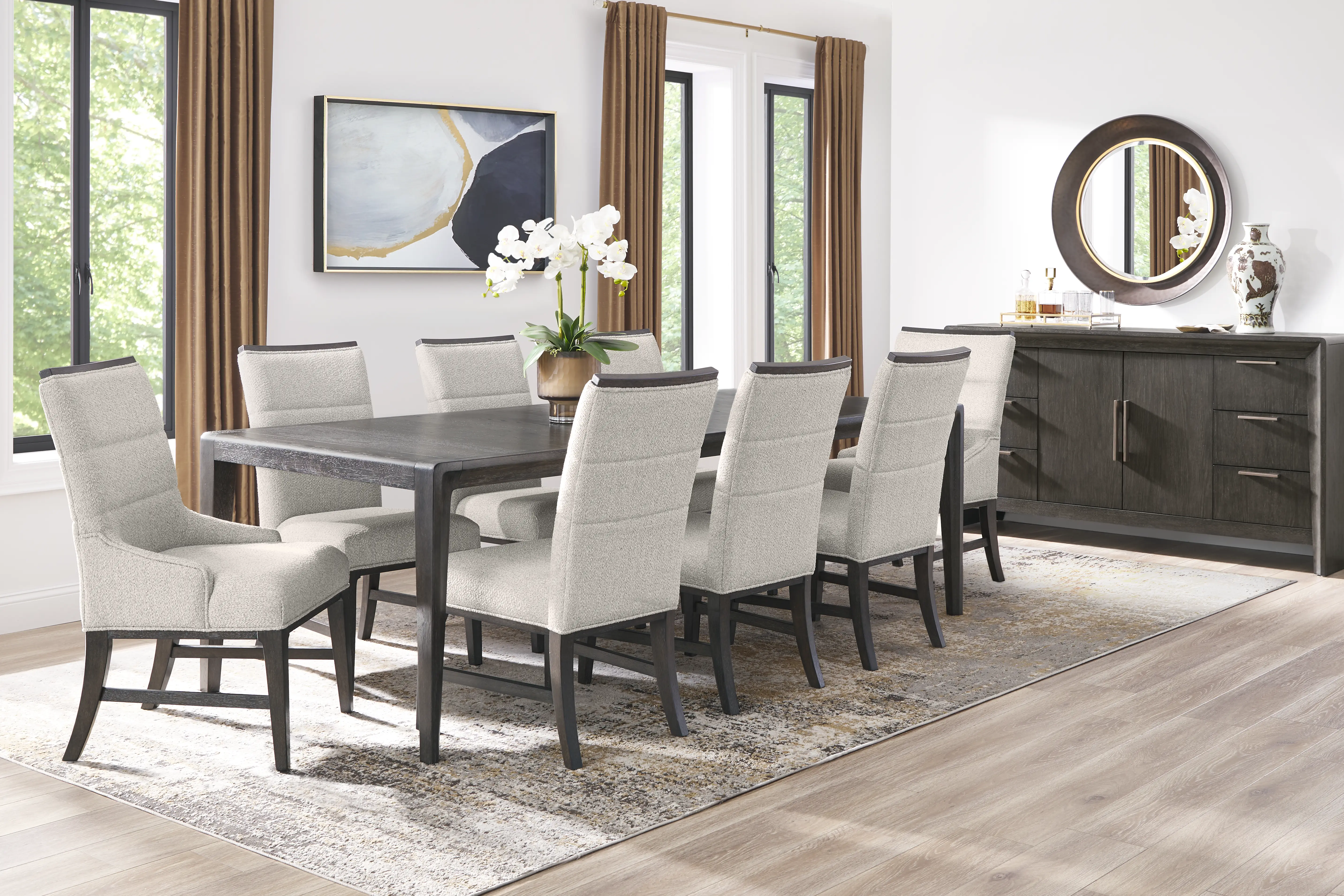 Fairfax Gray 5 Pc Dining Room with Upholstered Arm Chairs - Thumbnail - Image 1