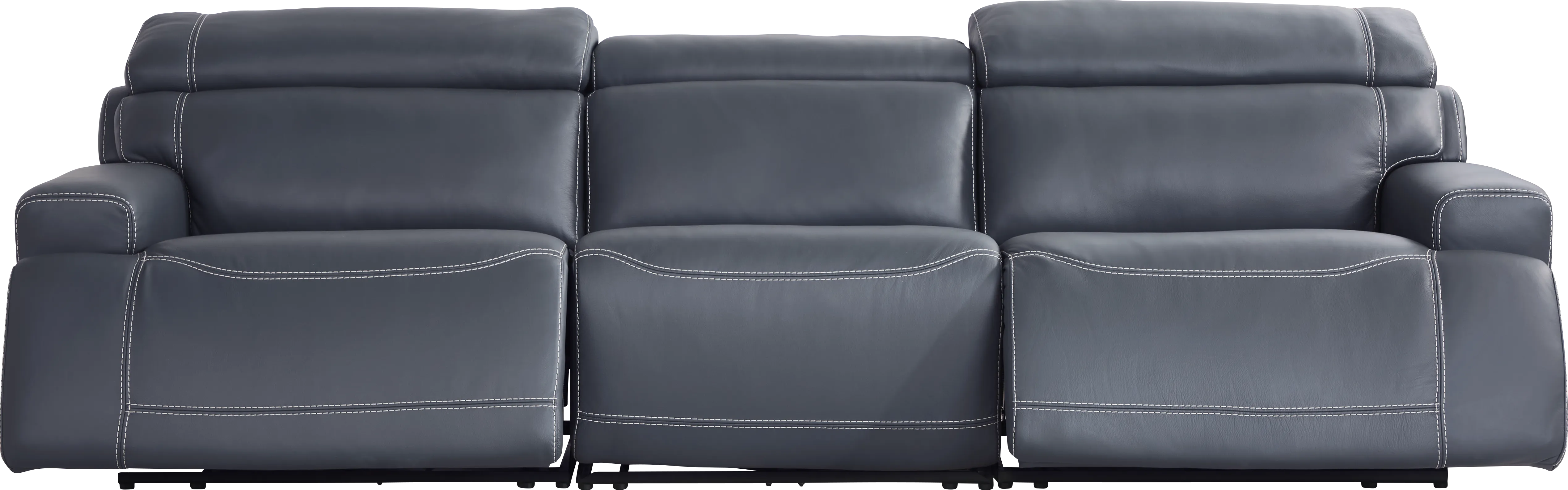 Alessio Navy Leather Dual Power Reclining Sofa - Thumbnail - Image 1