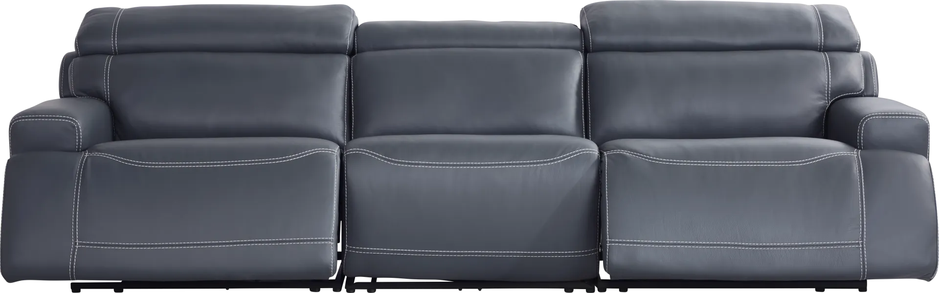 Alessio Navy Leather Dual Power Reclining Sofa - Image 1