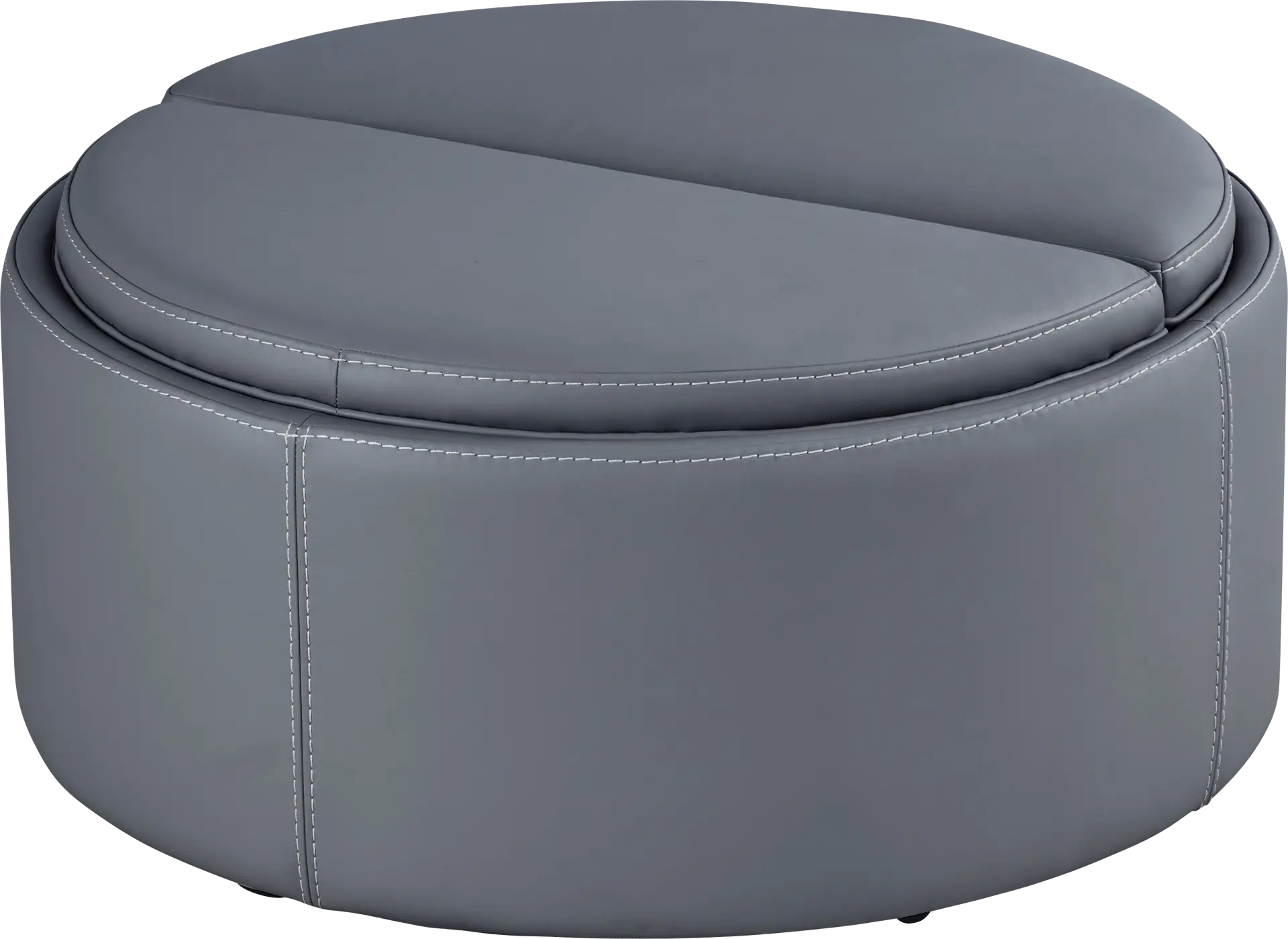 Alessio Navy Leather Cocktail Storage Ottoman
