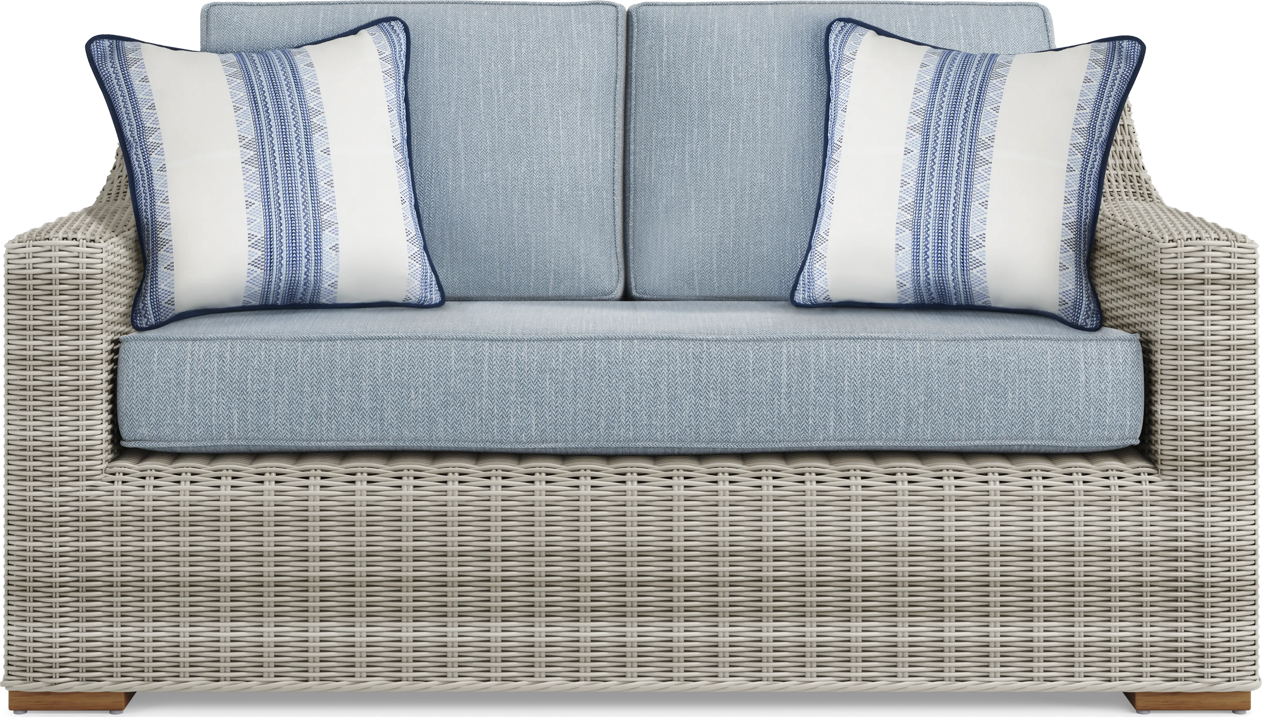 Patmos Gray Outdoor Loveseat with Steel Cushions - Thumbnail - Image 1