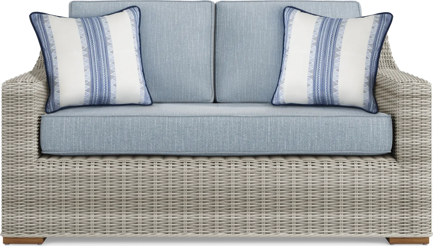 Patmos Gray Outdoor Loveseat with Steel Cushions