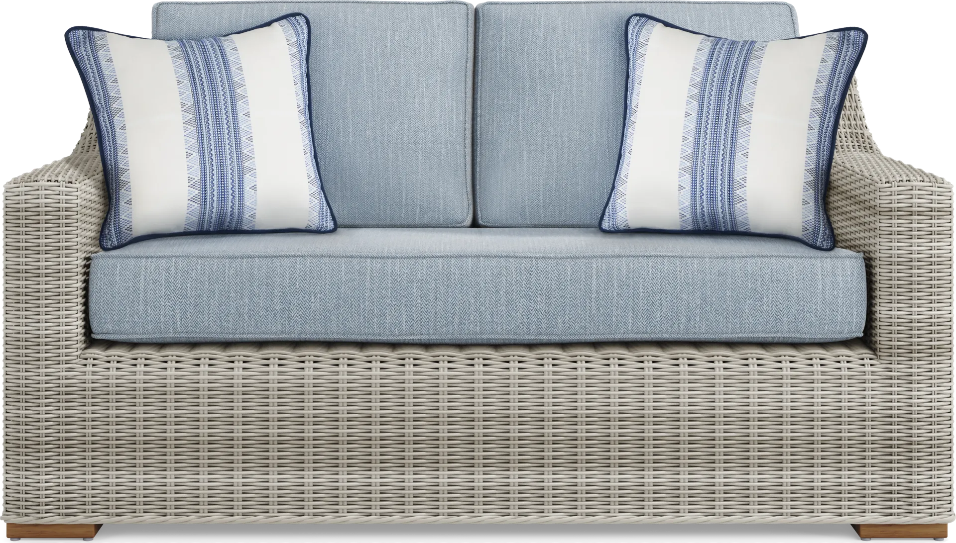 Patmos Gray Outdoor Loveseat with Steel Cushions - Image 1