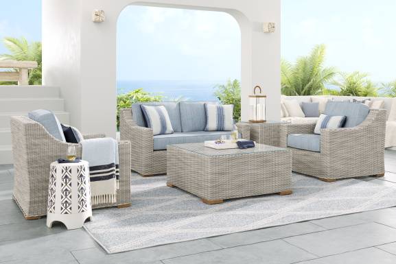 Patmos Gray Outdoor Loveseat with Steel Cushions