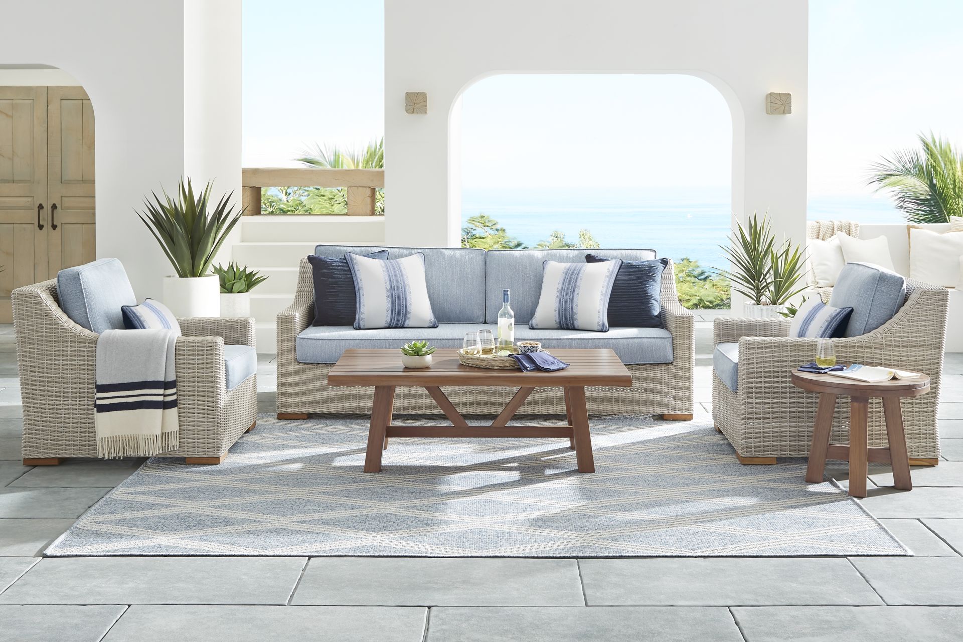 Patmos Gray Outdoor Sofa with Steel Cushions - Image 2