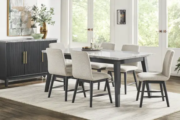 Viola Black 5 Pc Marble Top Dining Room