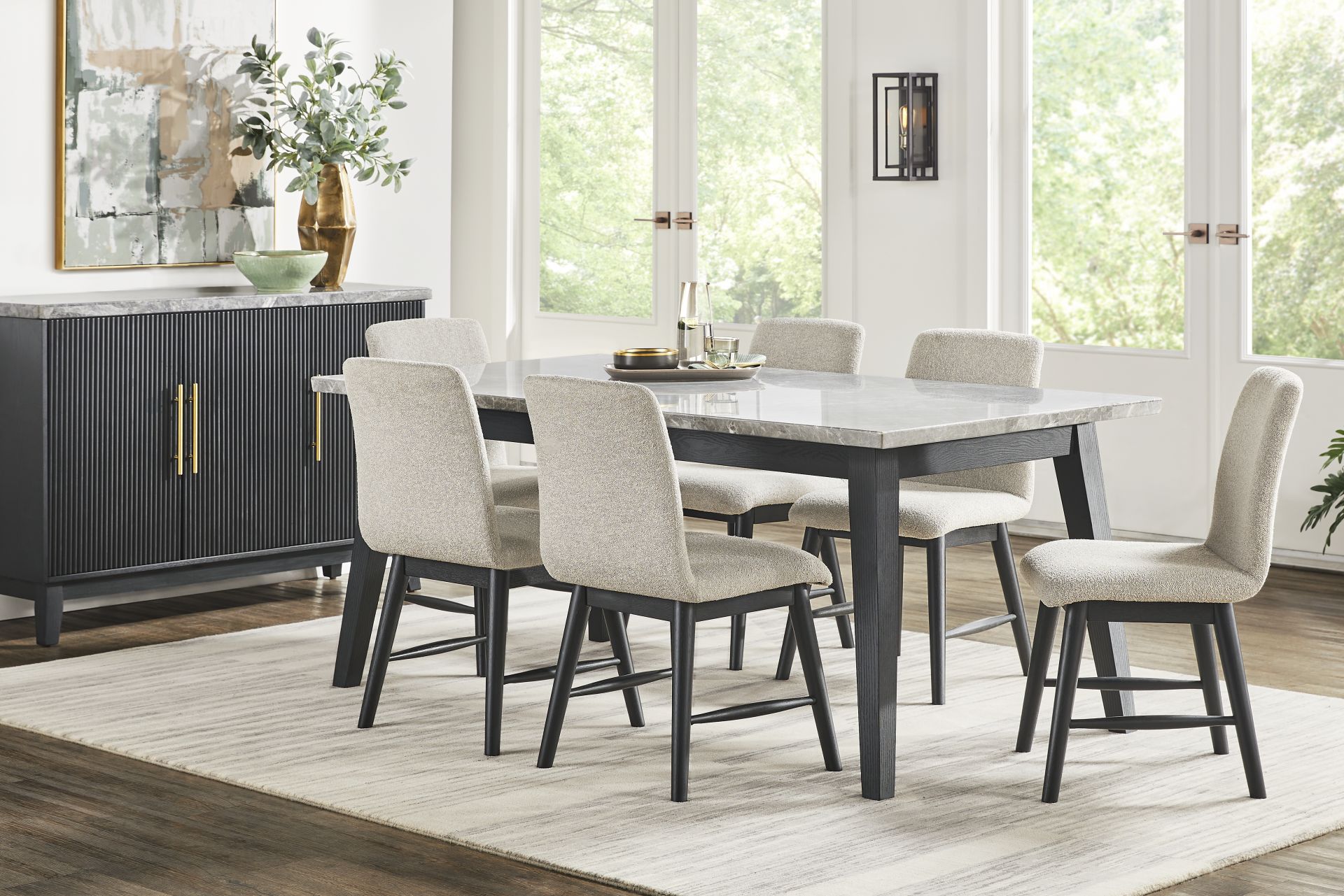 Viola Black Marble Top Dining Table - Image 2