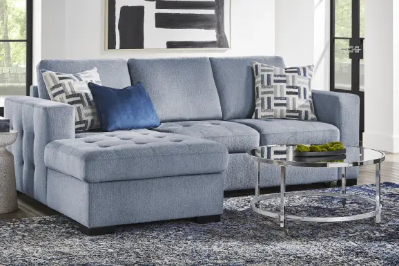 Geneva Blue 2 Pc Sleeper Sectional
