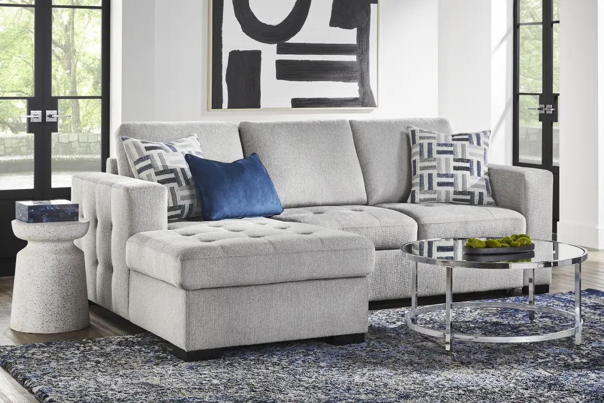 Geneva Gray 2 Pc Sleeper Sectional