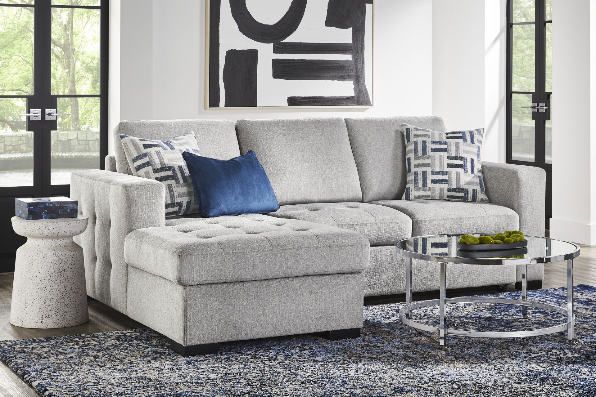 Geneva Gray 2 Pc Sleeper Sectional - Image 2