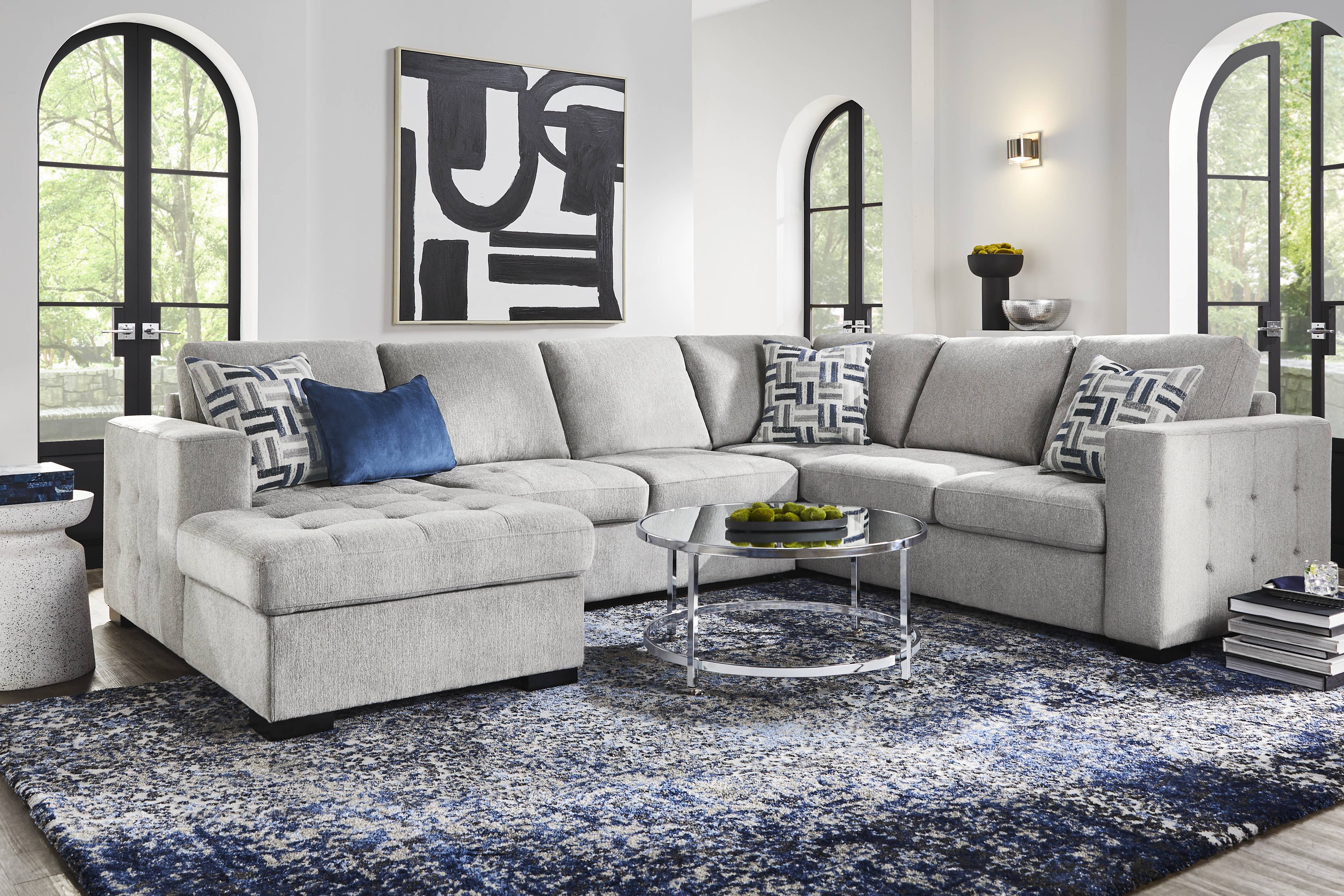 Geneva Gray 3 Pc Sleeper Sectional - Thumbnail - Image 2