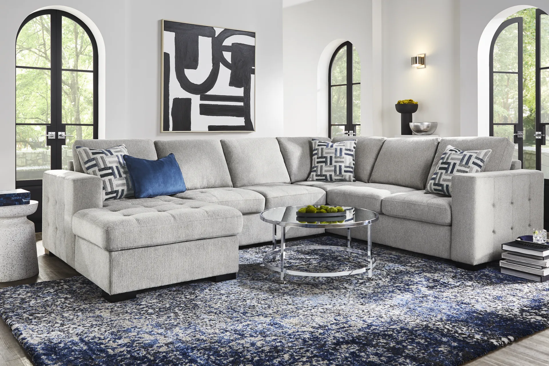 Geneva Gray 3 Pc Sleeper Sectional - Image 1
