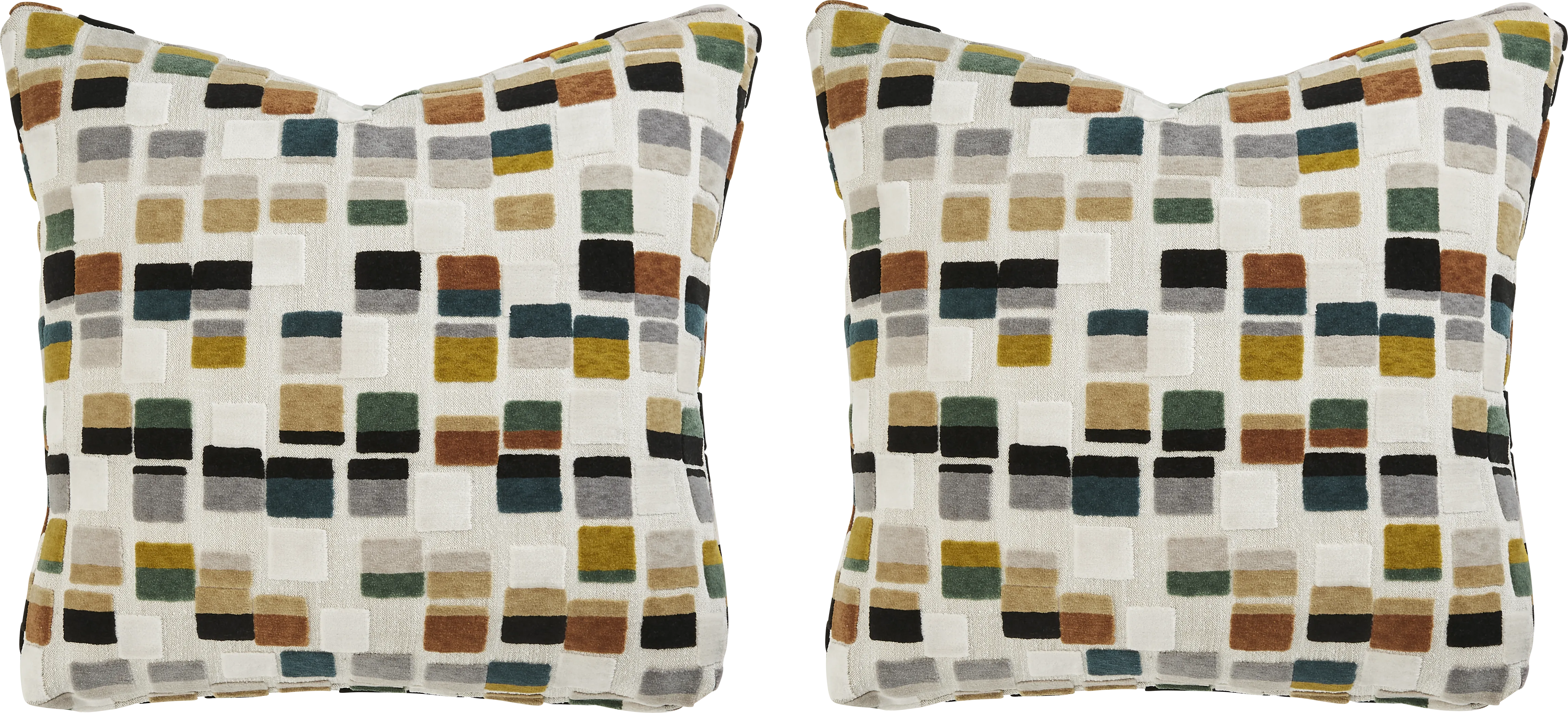 Blocks Olive Pillow, Set of Two - Thumbnail - Image 1