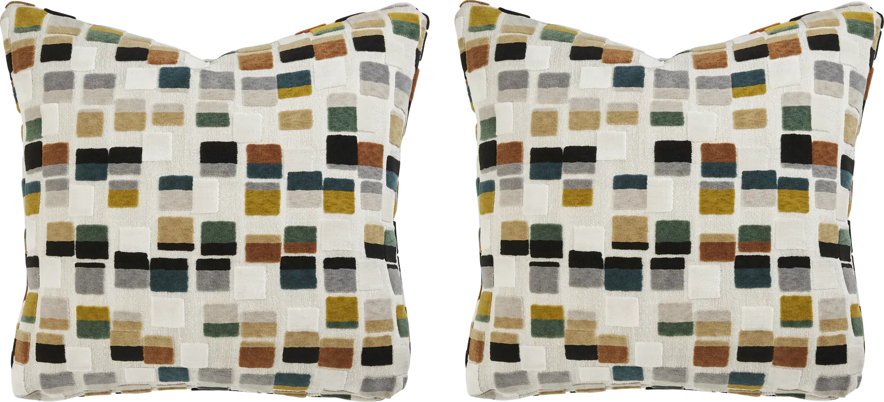 Blocks Olive Pillow, Set of Two