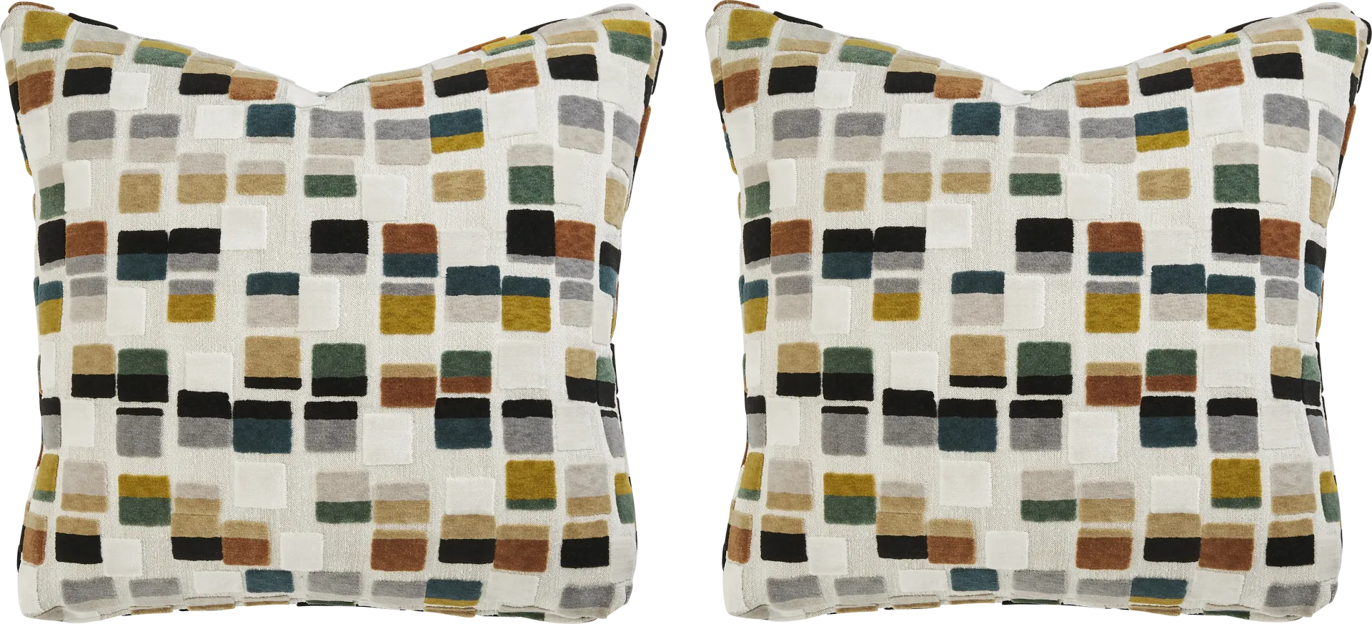 Blocks Olive Pillow, Set of Two - Image 1