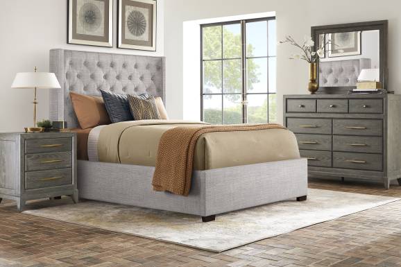 Harlow Hill Light Gray 3 Pc Queen Upholstered Bed