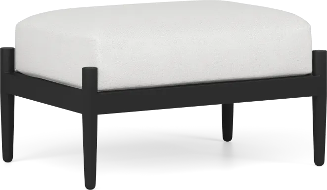 Harlowe Black Outdoor Ottoman with Dove Cushion