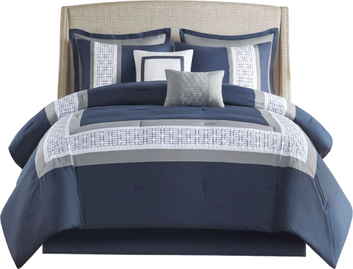Marwin Blue 8pc King Comforter Set