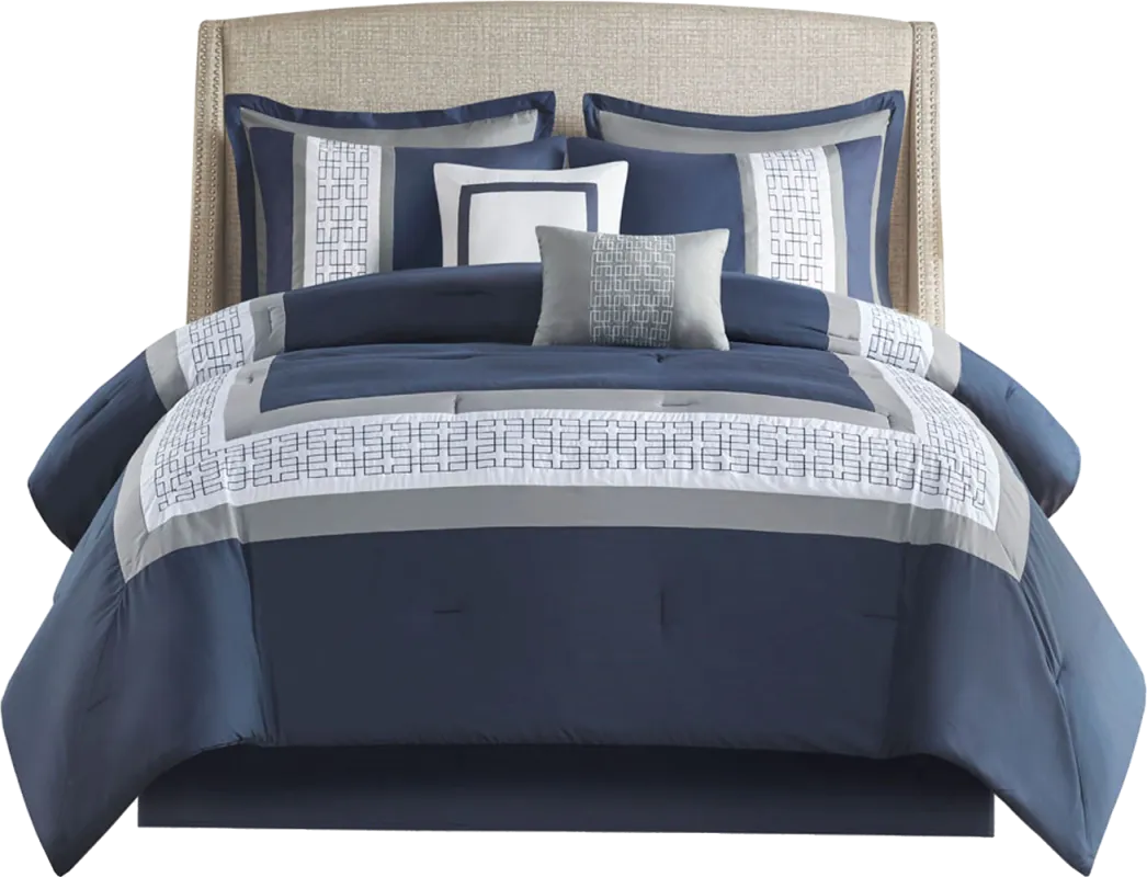 Marwin Blue 8pc King Comforter Set
