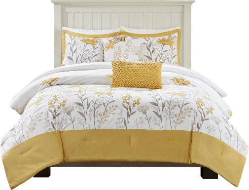 Milaia Yellow 5pc Full Comforter Set