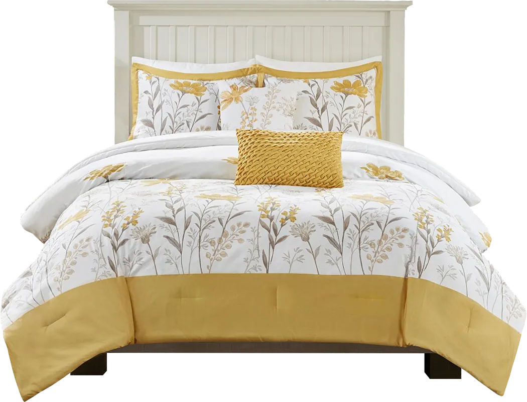 Milaia Yellow 5pc Full Comforter Set