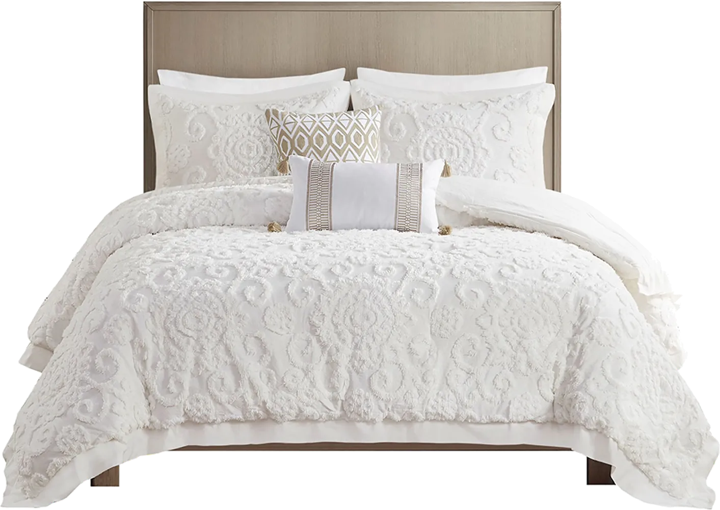 Alaegha Ivory 3 pc Full/Queen Comforter Set - Image 1