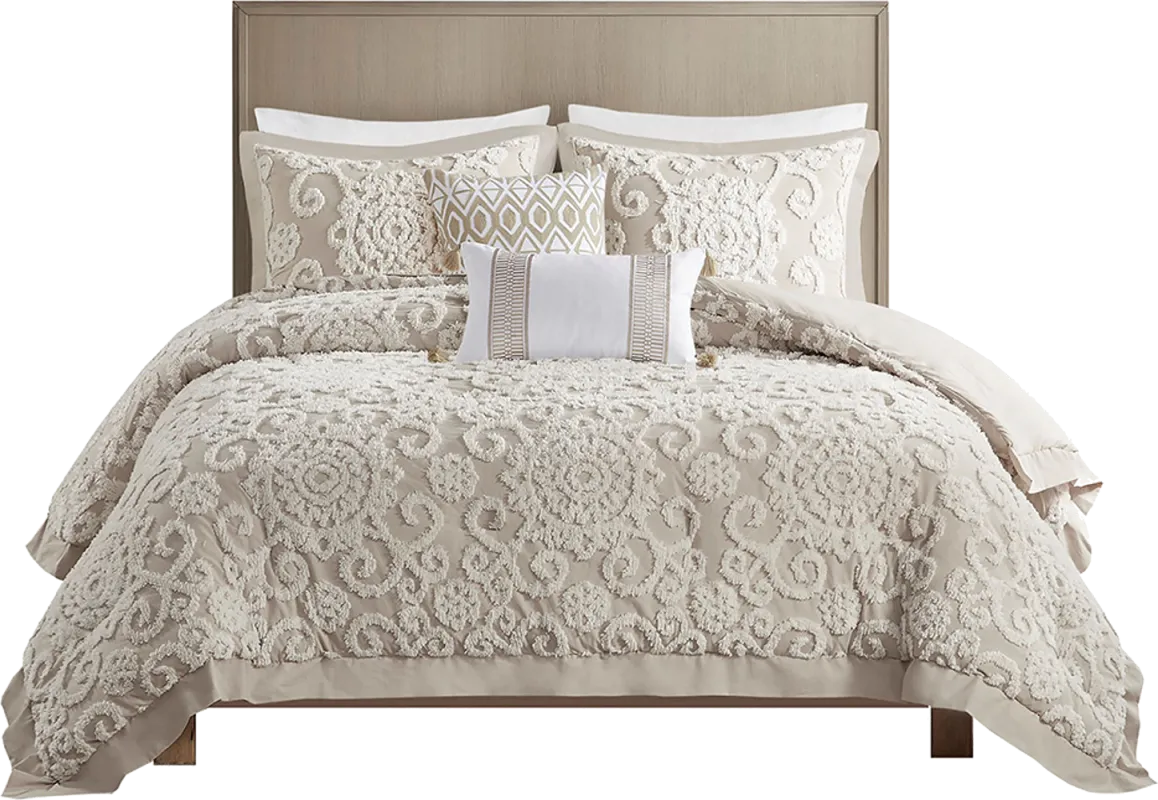 Alaegha Beige 3 pc King Comforter Set