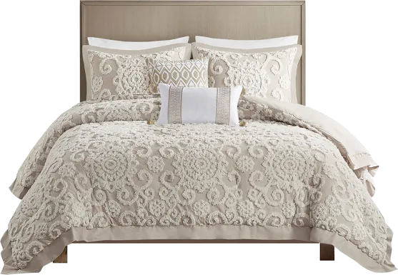 Alaegha Beige 3 pc King Comforter Set
