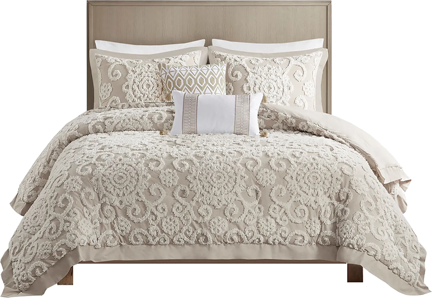 Alaegha Beige 3 pc Full/Queen Comforter Set - Image 1