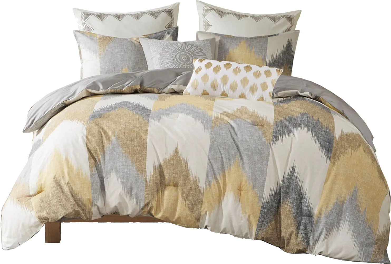 Saraia Yellow 3 pc Full/ Queen Comforter Set - Thumbnail - Image 1