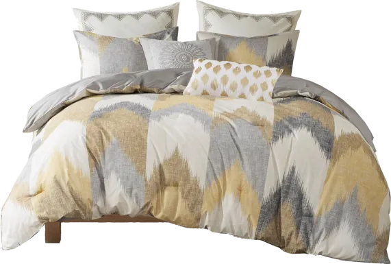 Saraia Yellow 3 pc Full/ Queen Comforter Set