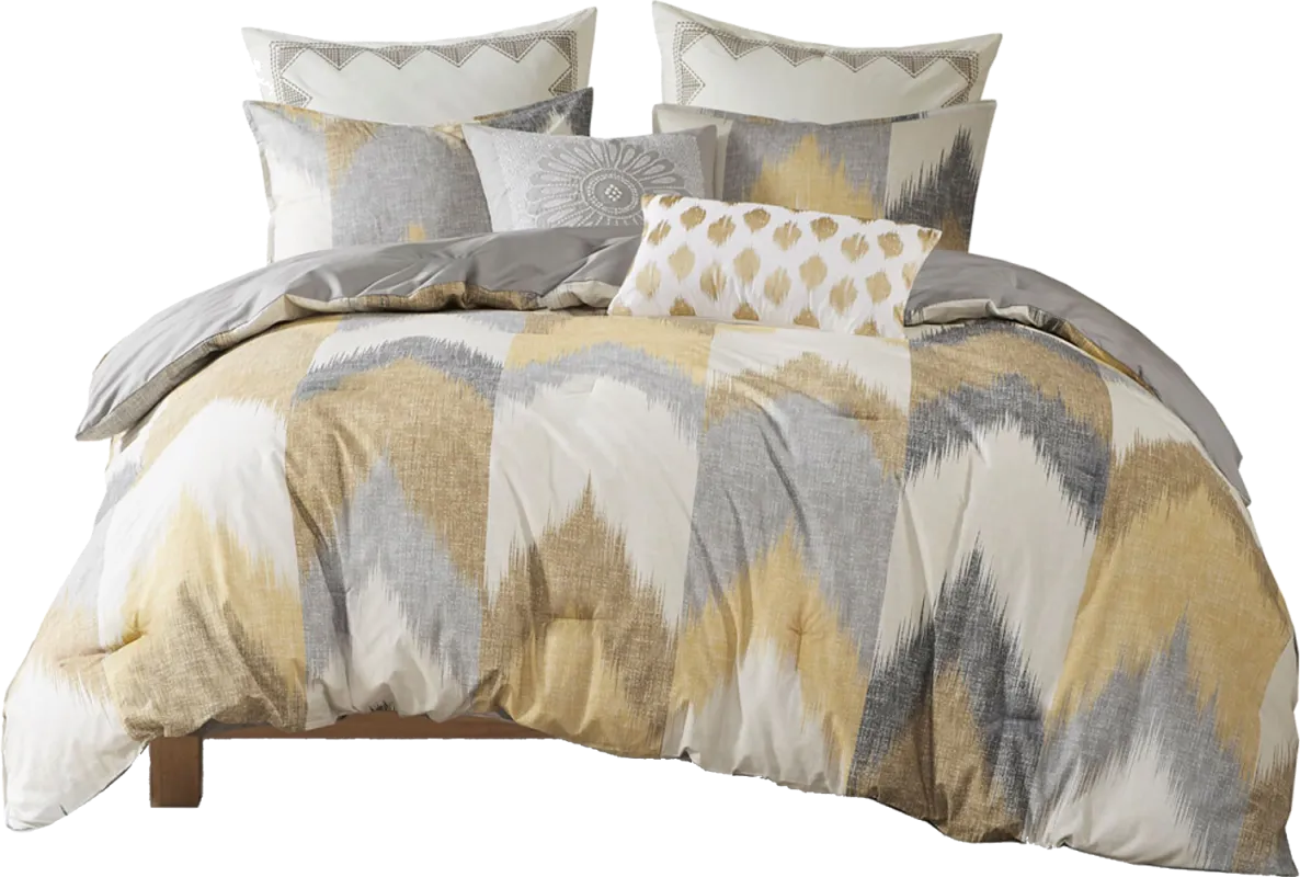 Saraia Yellow 3 pc Full/ Queen Comforter Set