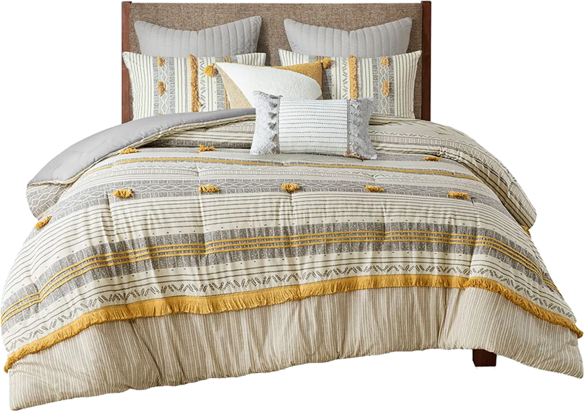 Saedi Gray Full/Queen 3 pc Comforter Set