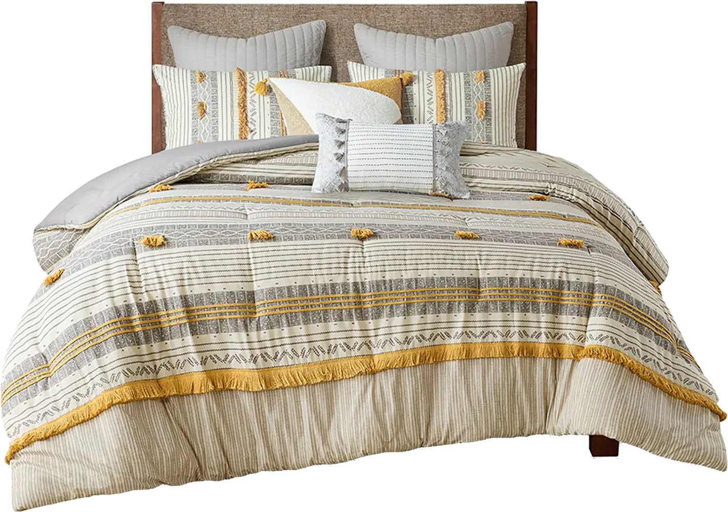 Saedi Gray Full/Queen 3 pc Comforter Set
