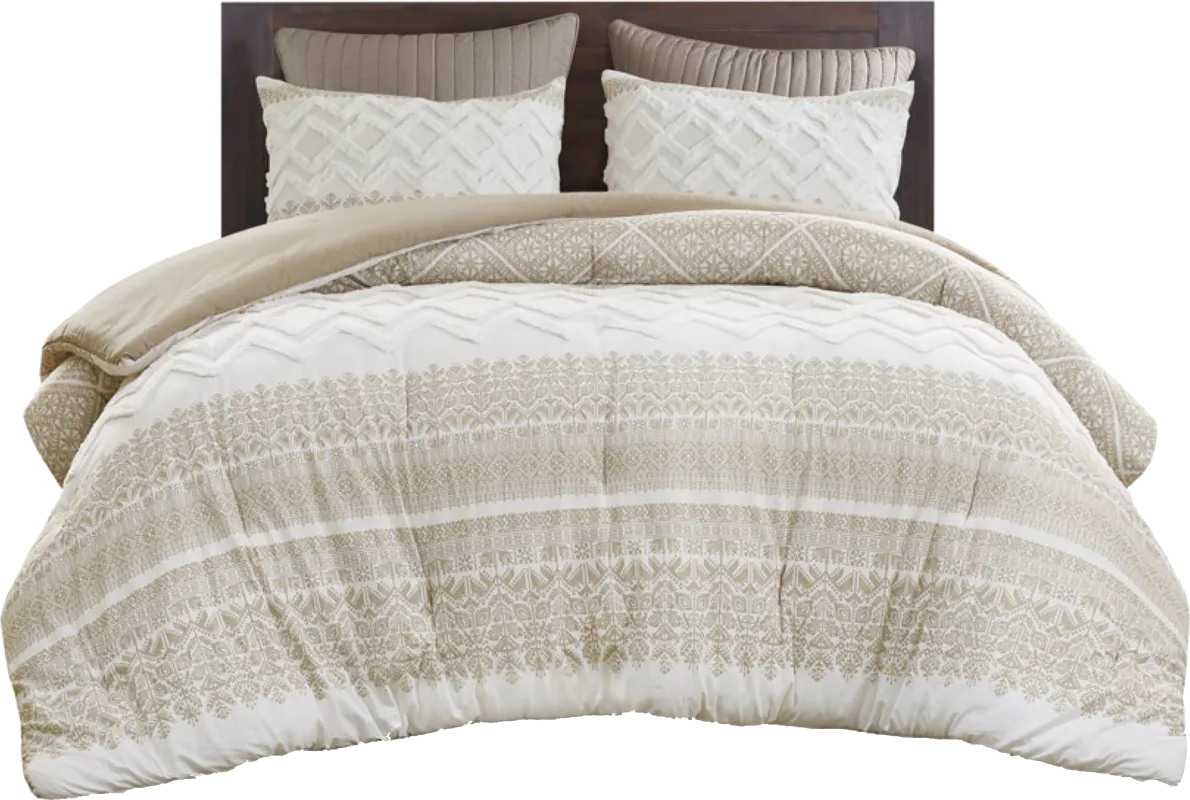 Alren Beige Full/ Queen 3 pc Comforter Set