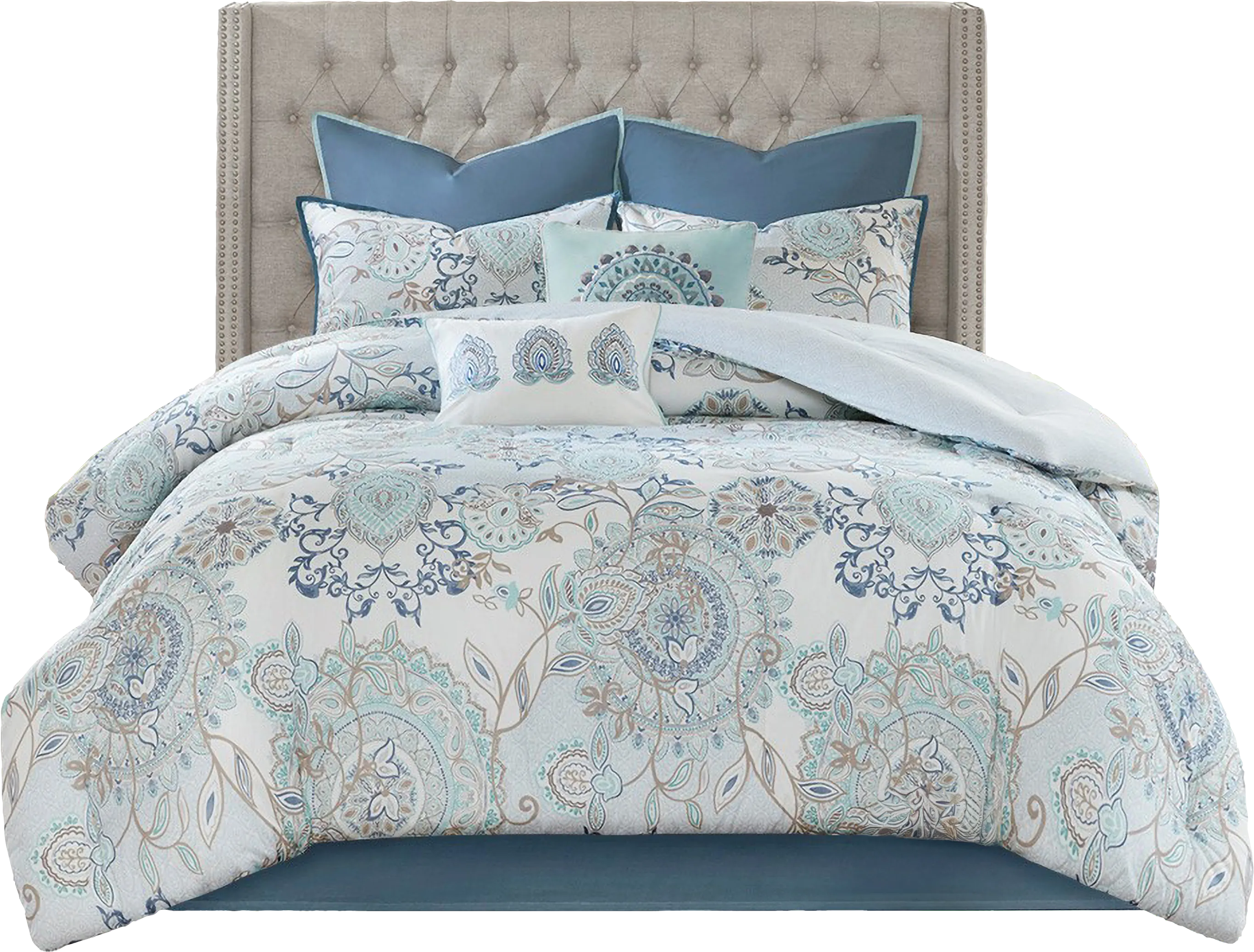 Jaezmina Blue 8 pc Cal King Comforter Set