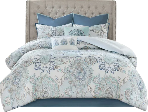 Jazmina Blue 8 pc King Comforter Set