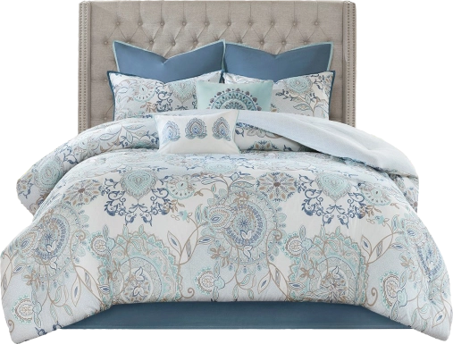 Jaezmina Blue 8 pc Cal King Comforter Set