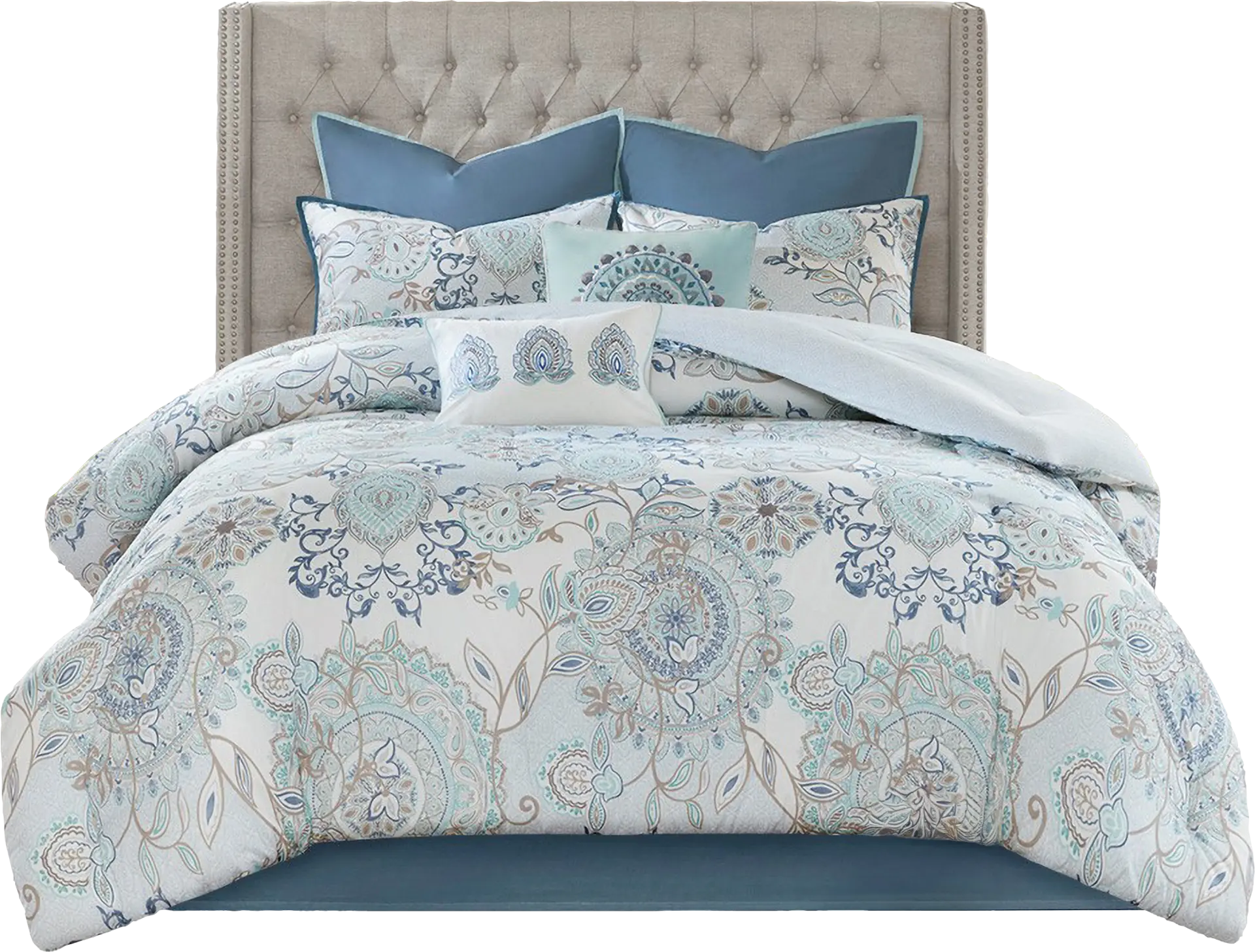Jaezmina Blue 8 pc Cal King Comforter Set