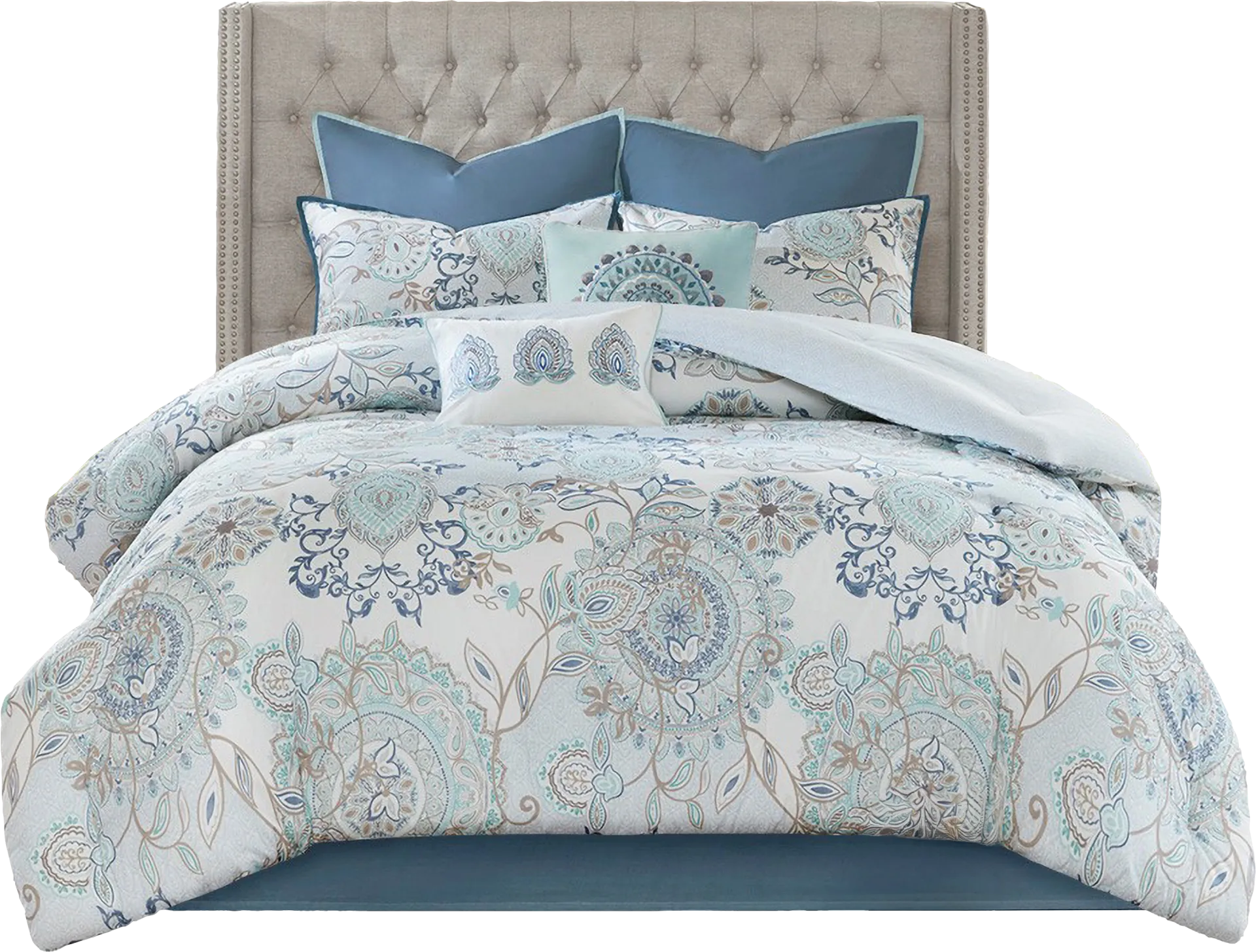 Jaezmina Blue 8 pc Queen Comforter Set - Image 1