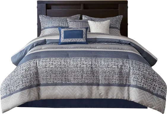 Zaiyah Blue 7 pc Cal King Comforter Set