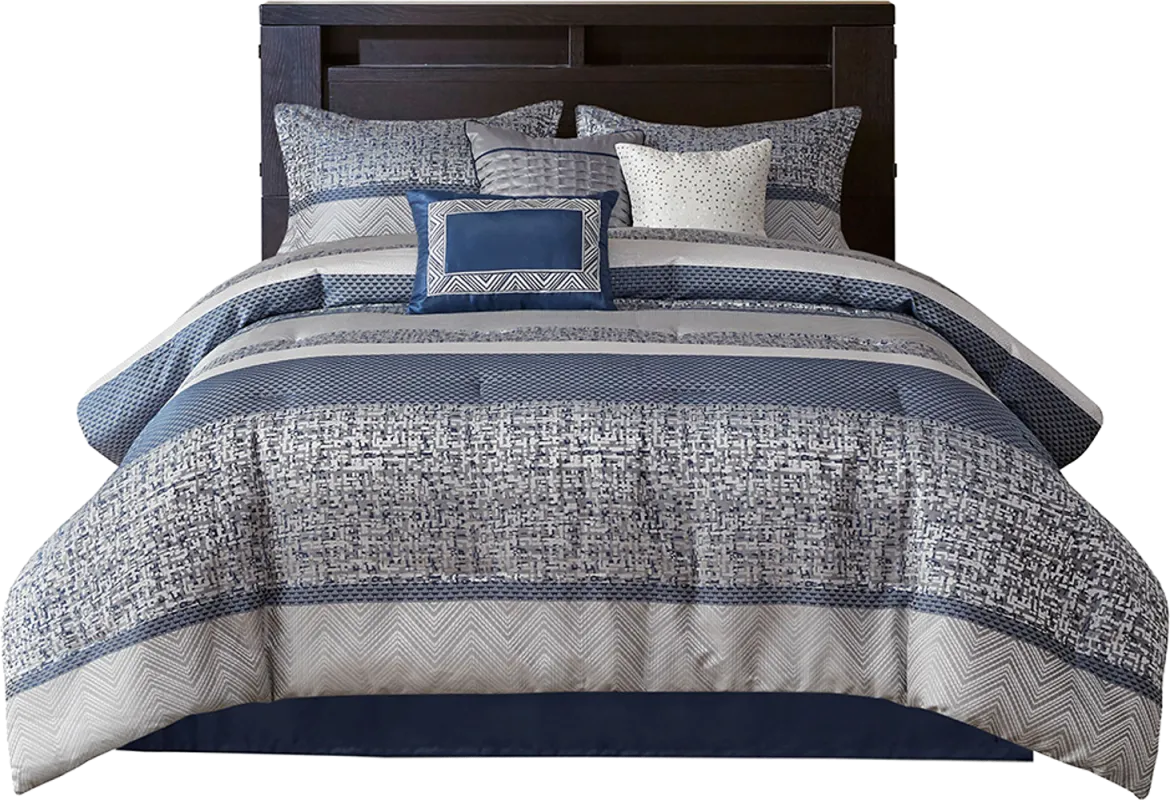 Zaiyah Blue 7 pc King Comforter Set