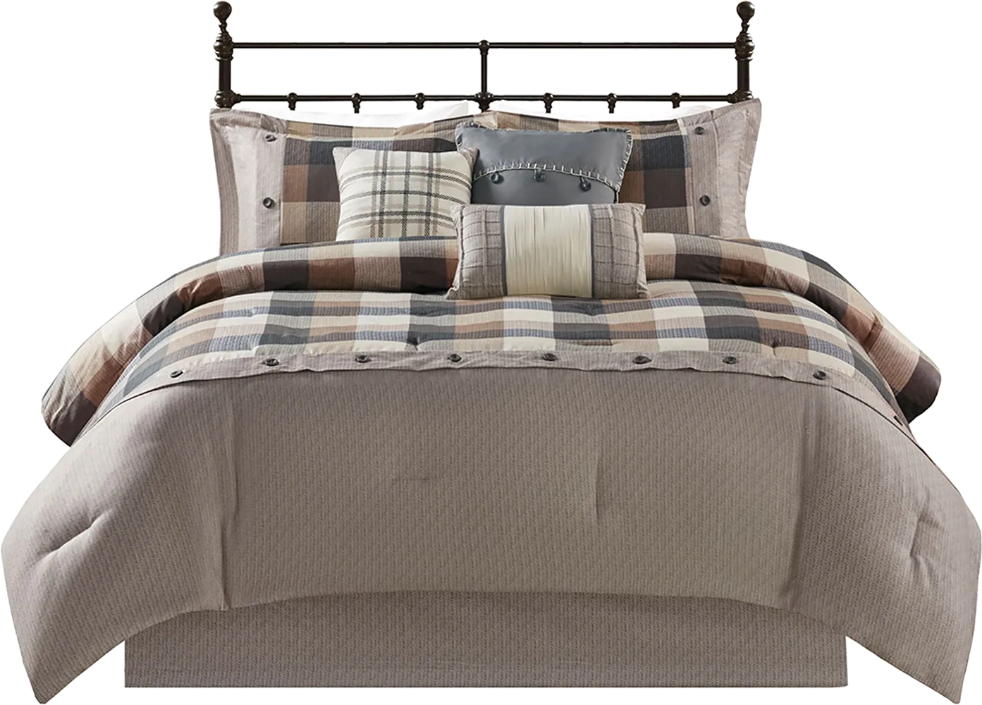 Amaeri Beige 7 pc Queen Comforter Set - Image 1