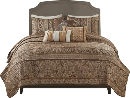 Zavis Brown 6 pc Full/ Queen Quilt Set