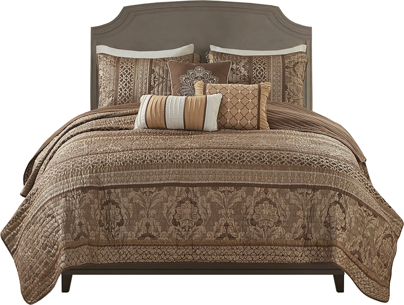 Zavis Brown 6 pc Full/ Queen Quilt Set - Image 1