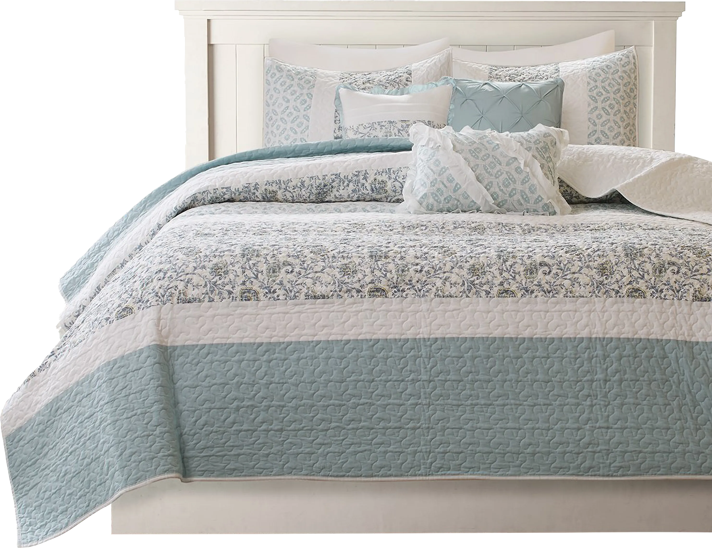 Brayln Blue 6 pc King/Cal King Quilt Set