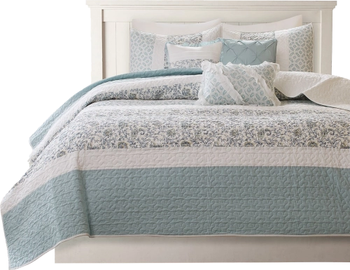 Brayln Blue 6 pc King/Cal King Quilt Set