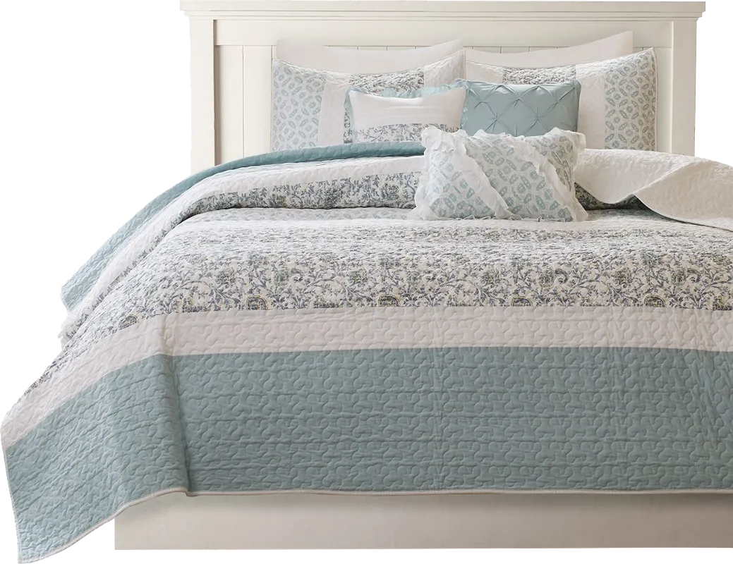 Brayln Blue 6 pc Full/Queen Quilt Set