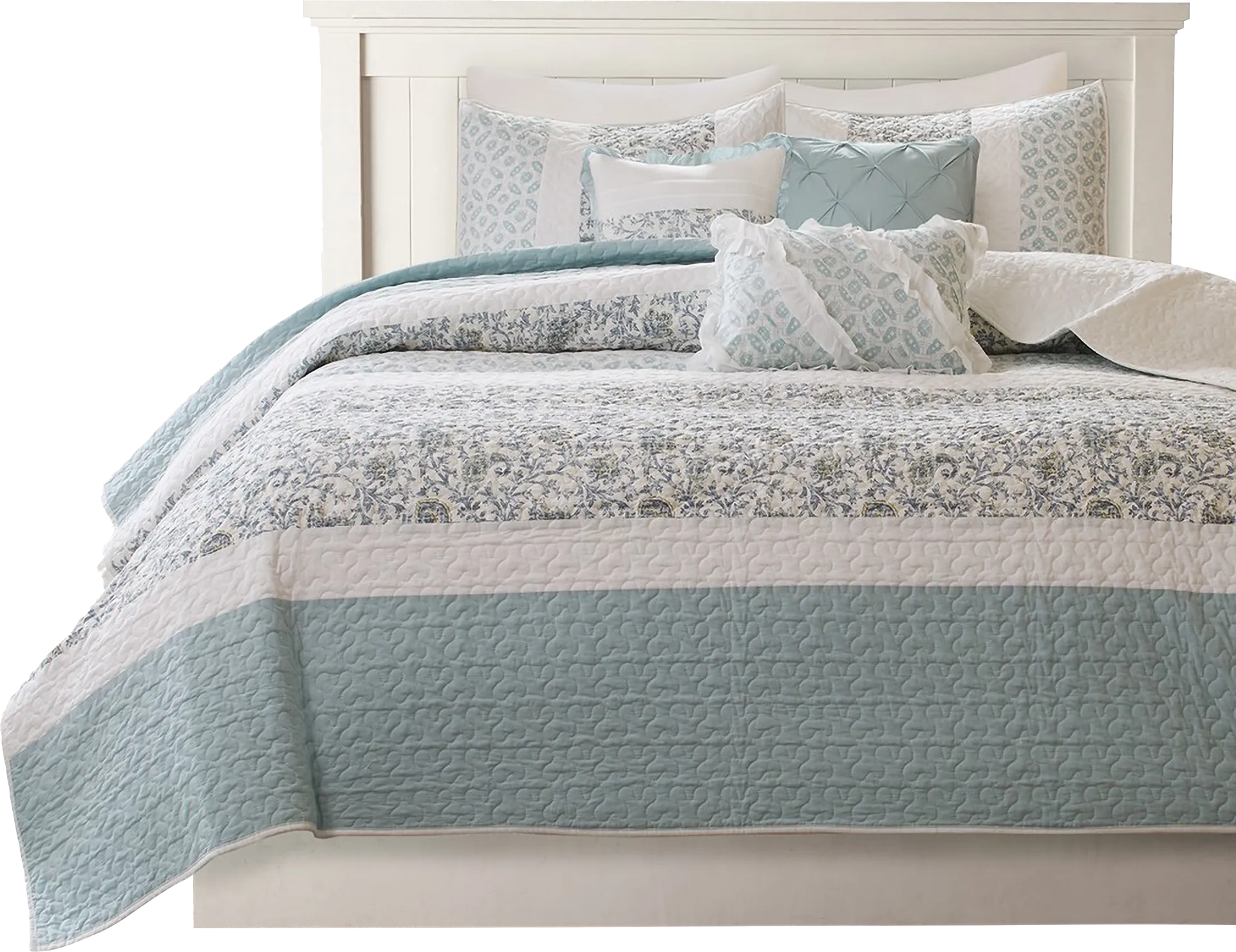 Brayln Blue 6 pc Full/Queen Quilt Set - Image 1