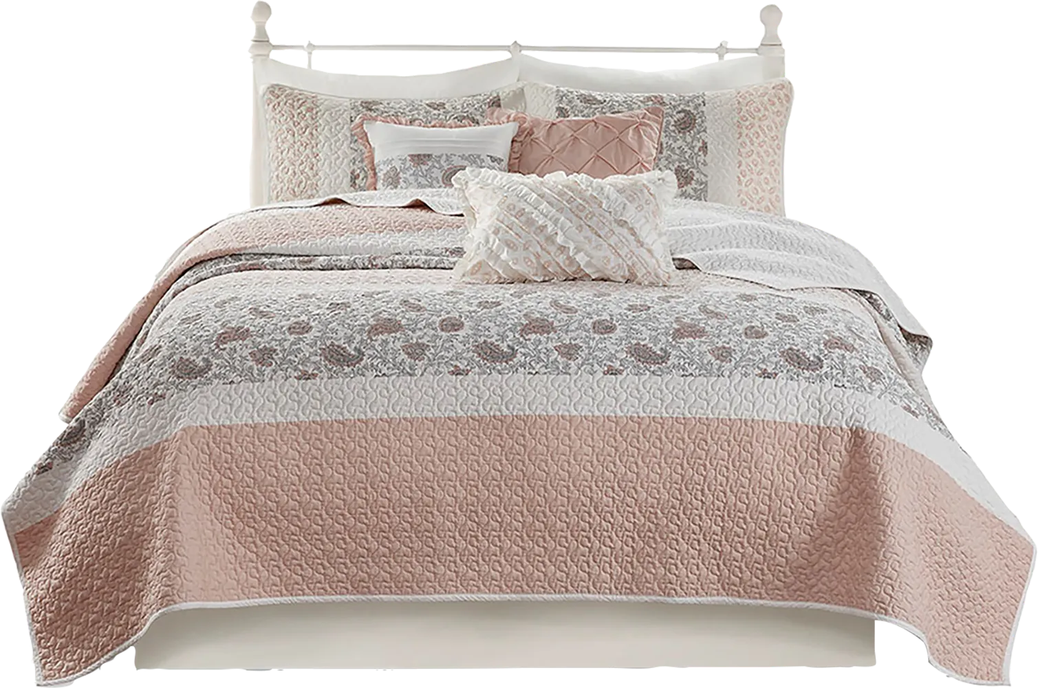 Pabl Blush 6 pc Full/Queen Quilt Set